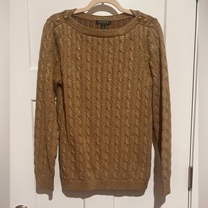 Lauren Ralph Lauren Gold Cable Knit Sweater Size XL